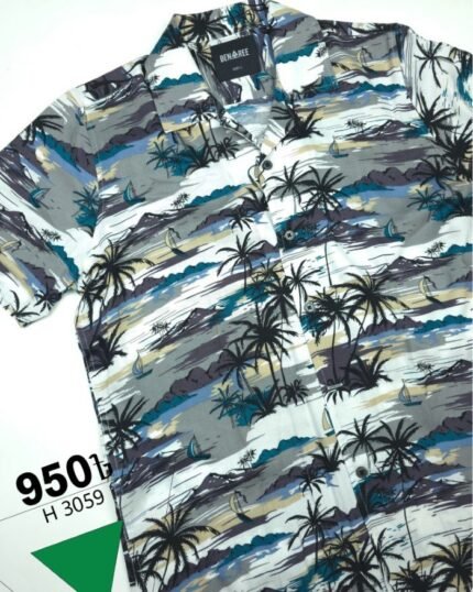 Cuban Collar Half Sleeve Shirt- 23H 3059